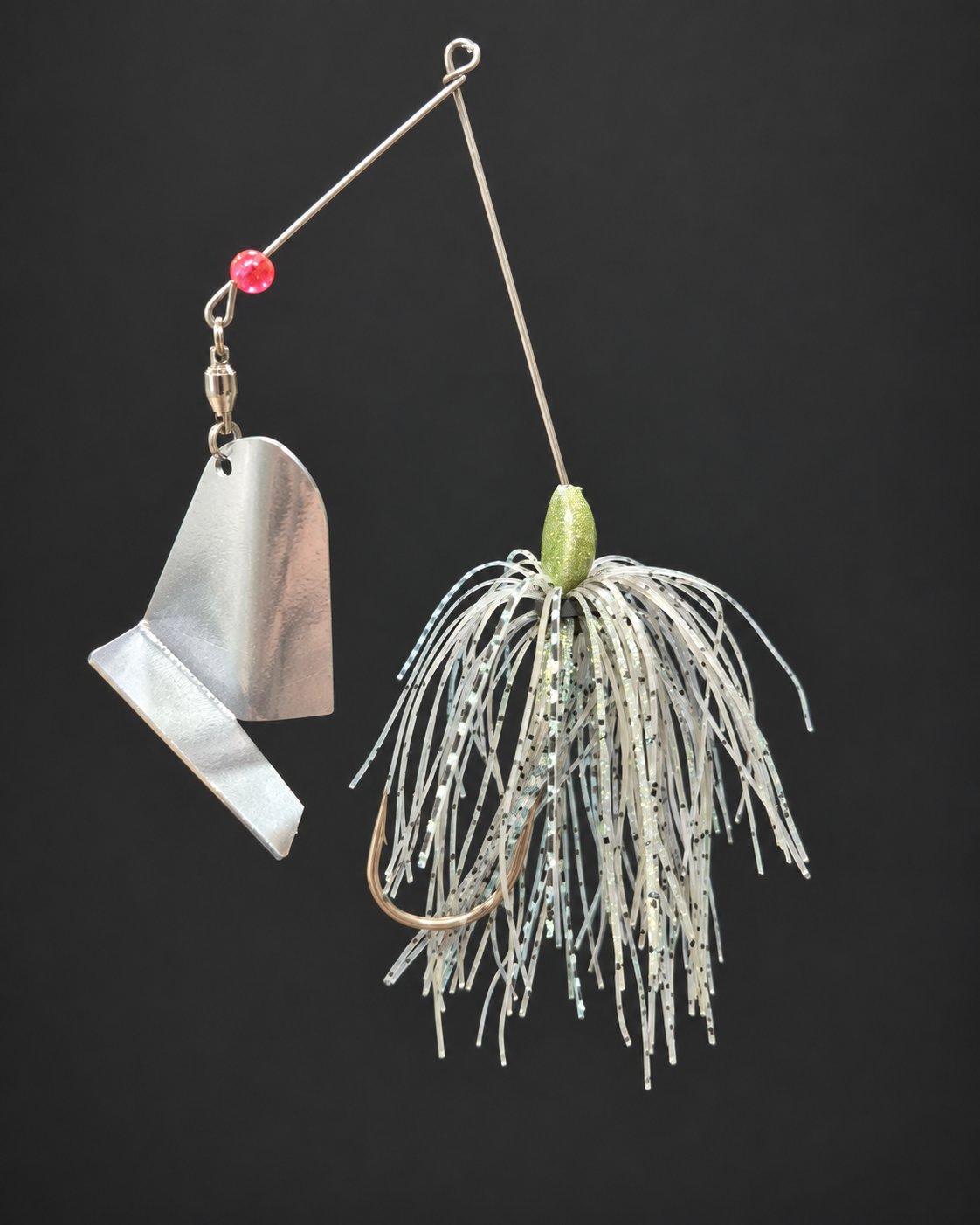 Kitchen Sink with a green glitter head, a pale speckled skirt and a folded silver-colored blade.
