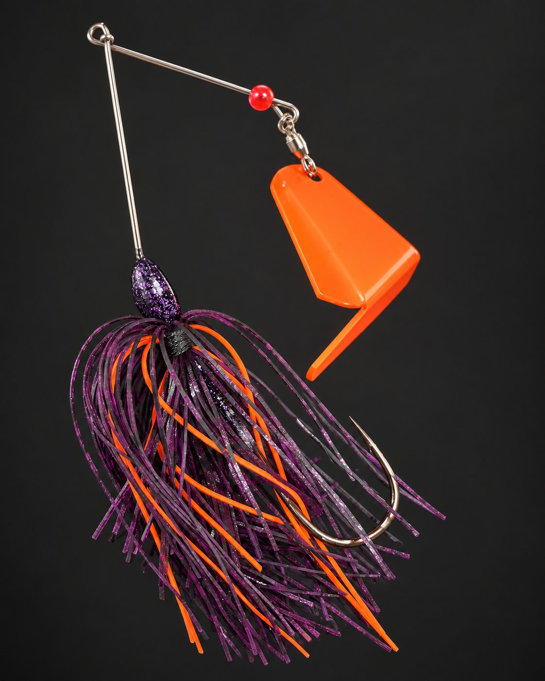 Kitchen Sink with a purple glitter head, a purple and orange skirt and an orange folded blade.